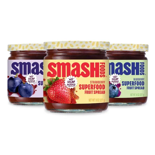 Vista 9 de Smash Foods Jam, Variety Adventure paquete de 3 Sin azúcar añadido, gelatina naturalmente dulce Apto para dieta cetogénica, baja en calorías