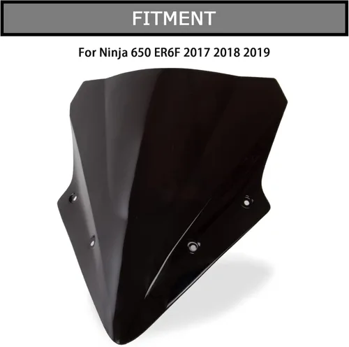 Vista 2 de Parabrisas doble burbuja para 650 ER6F 2017 2018 2019 (negro)