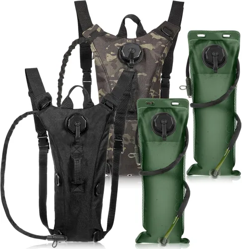 Vista 8 de Sanwuta Mochila de hidratación de 2 piezas con vejiga de agua de 3 litros, táctica ligera, 17.72 x 7.87 pulgadas, mochila de hidratación