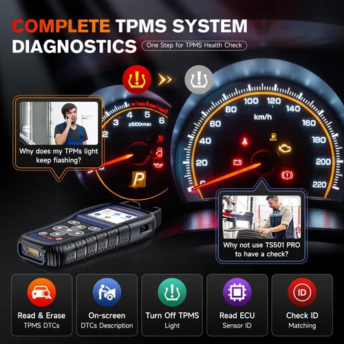 Vista 7 de Autel MaxiTPMS TS501 PRO TPMS Herramienta de programación, 2026 igual que TS508 Up of TS501 TS408S, Program Autel MX-Sensor 315/433MHz, Relearn