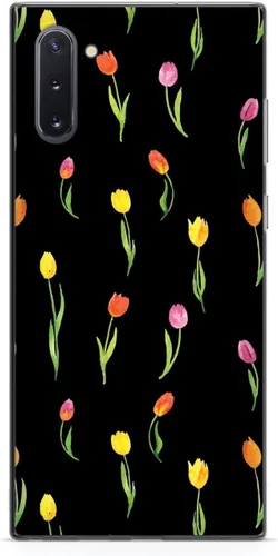 Vista 14 de Inspired Cases - Funda con textura 3D para iPhone Xs Max - Funda protectora de goma para Apple iPhone Xs Max - Patrón de tulipanes - Negro