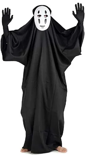 Vista 2 de No Face Man Kaonashi - Disfraz de cosplay de Halloween con máscararopa guantes