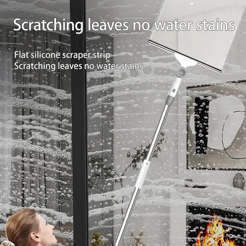 Vista 7 de Kit de limpieza de ventanas, hoja de silicona de 14 pulgadas y limpiador de microfibra con mango de aluminio de 54 pulgadas, limpiador de ventanas