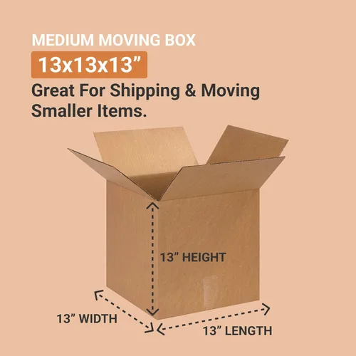 Vista 2 de BOX USA 131313 Caja de cartón corrugado cubo de 13 pulgadas de largo x 13 pulgadas de ancho x 13 pulgadas de alto, kraft, para envío, embalaje