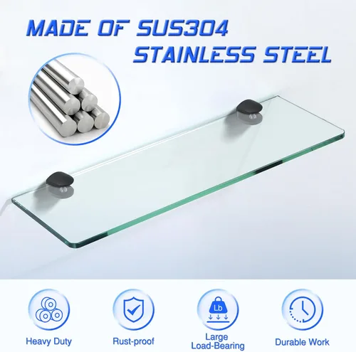 Vista 3 de Alise - Soportes de cristal para estantes de 0.394 a 0.394 pulgadas de grosor, 4P SUS304 clips de acero inoxidable soportes soportes soporte