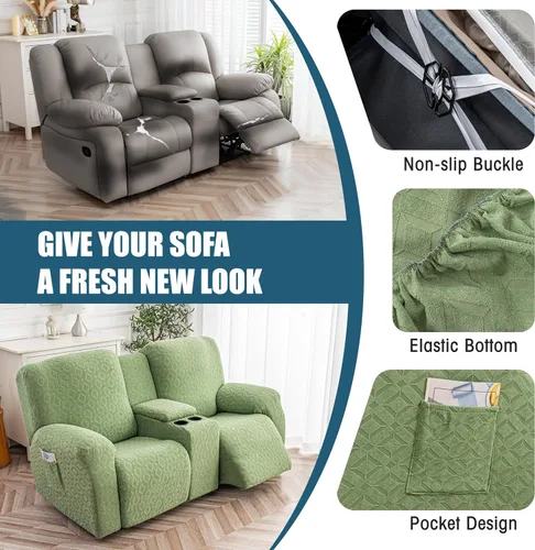 Vista 25 de Gennia Funda Impermeable para Silla Reclinable, Fundas Elásticas para Sofá Reclinable con Bolsillos, Fundas Lavables para Silla Reclinable Lazy Boy
