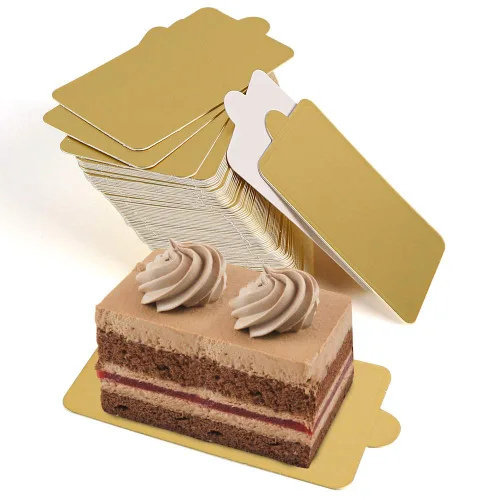 Vista 8 de HANSGO Bases triangulares para tartas, 100 piezas de mini tablero de pastel de mousse, cartones para postres, bandejas de exhibición de postres