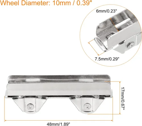 Vista 2 de uxcell Conjunto de rodillos para puerta corrediza de patio, rodamientos de bolas de rueda de puerta corredera, paquete de 2