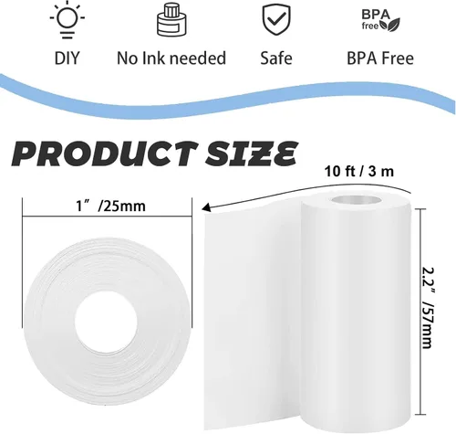 Vista 2 de 10 rollos de papel térmico autoadhesivo para impresora adhesiva sticker