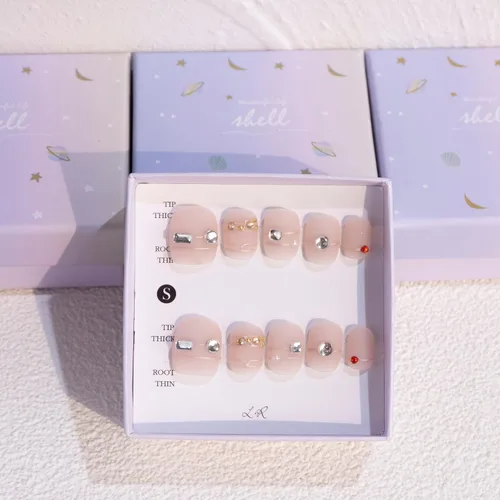 Vista 21 de LIGHT RAIN - Uñas a presión medianas con diseño de galaxia Andromeda, de lujo, reutilizables, de siete capas, con acabado UV, uñas postizas hechas a