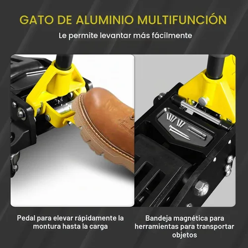 Vista 2 de YELLOW JACKET - Gato de piso de aluminio completo de 3 toneladas, ultra ligero, de bajo perfil, hidráulico, para auto de carreras con bombas duales