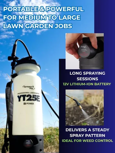 Vista 5 de Sprayers Plus YT25E Pulverizador de Césped y Jardín a Batería, Pulverizador Portátil Recargable de 2 Galones con Litio-ion de 12V, Vara y Boquilla