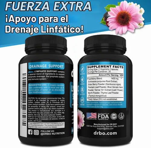 Vista 3 de Suplementos de drenaje linfático - Apoyo linfático Productos de limpieza total a base de hierbas con equinácea Suplemento de apoyo del sistema