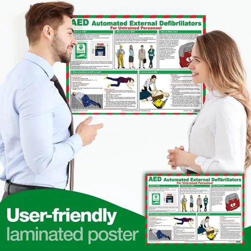 Vista 2 de Safety First Aid Grupo AED para personal no capacitado A2 Póster, laminado