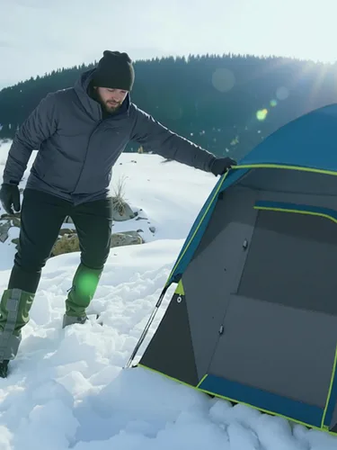 Vista 3 de CAMEL CROWN Chaqueta de Esquí de Invierno para Hombre Abrigos de Nieve de Montaña Impermeable Capucha Desmontable Resistente al Viento Chaquetas