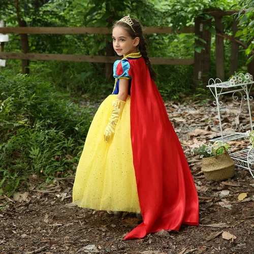 Vista 6 de Princess Deluxe Snow Costume Generic Dress Up with Accessories for Girls Party