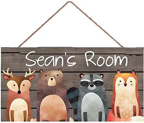 Vista 5 de Letrero de puerta para niños, flores de jardín de ciruelas de azúcar, placa de madera para colgar en la pared, regalo
