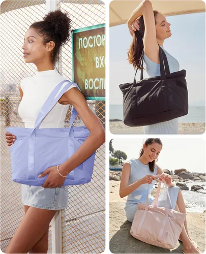 Vista 28 de BAGSMART Bolsa de mano para mujer con cremallera, bolsa de gimnasio con compartimentos, bolsa de trabajo para enfermera, baile, bolsa de yoga