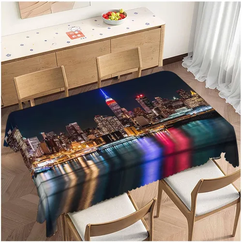 Vista 9 de [Usado] Mantel de bandera estadounidense para mesas rectangulares, retazos de mezclilla de bandera estadounidense, cubierta de mesa de picnic