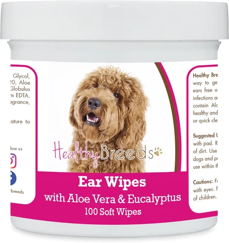 Vista 121 de Healthy Breeds Affenpinscher Toallitas de limpieza de oídos con aloe y eucalipto para perros, 100
