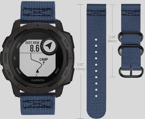 Vista 4 de LiWerlly Correa para Garmin Instinct / 2 correas de reloj solar, 0.866 in, correa de repuesto deportiva de nailon transpirable para mujeres y Azul