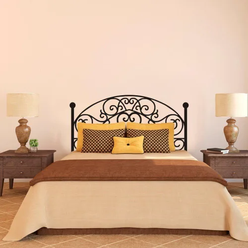 Vista 7 de Adhesivo para pared cuadrado, calcomanía de pared símil respaldar de hierro para cama, decoración de pared, gráfico