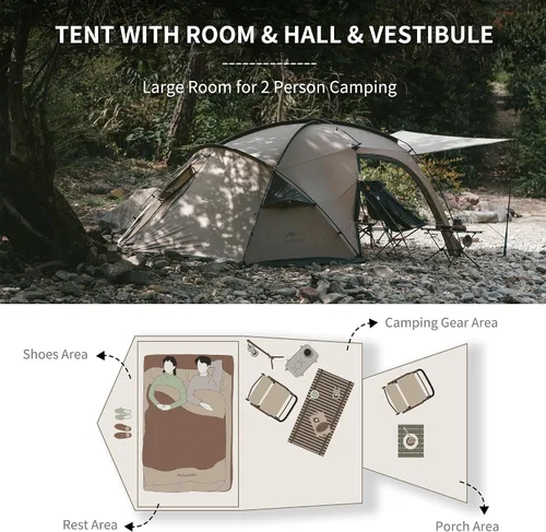 Vista 5 de Naturehike Massif - Tienda de campaña caliente con gato para estufa, resistente al viento, resistente al viento, para 4 estaciones, para 2/4