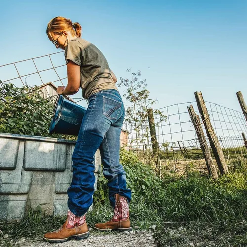 Vista 4 de Durango Bota Rebel de 10" para Mujer Briar marrón y rojo oxidado.