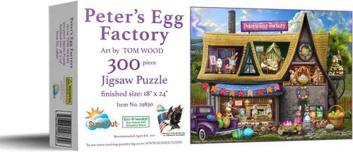 Vista 2 de SUNSOUT INC - Peter's Egg Factory - Rompecabezas de 300 piezas por artista: Tom Wood - Tamaño acabado 18" x 24" Pascua - MPN # 29830