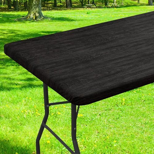 Vista 22 de Smiry Mantel cuadrado para mesa de pícnic, impermeable, elástico, ajustable, para campamento, protector de vinilo con parte trasera de franela Beige