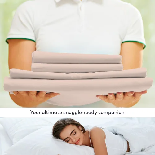 Vista 3 de Purity Home - Juego de sábanas 100% algodón de 400 hilos, percal refrescante, con bolsillo profundo elástico, ropa de cama de 3 piezas, lujo