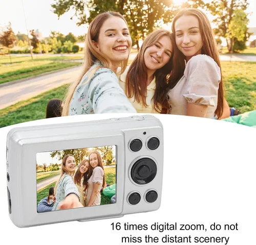 Vista 5 de Cámara digital FHD 1080P para niños, 2.4 16MP 16X Zoom digital con enfoque automático, cámara para niños, mini cámaras para selfie para niños