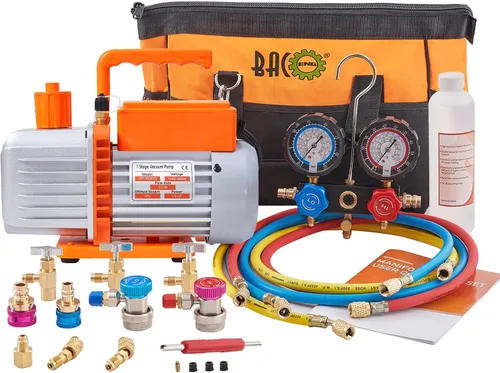 Vista 9 de BACOENG Juego de bomba de vacío y medidor de CA R32, kit de bomba de vacío HVAC de 4 CFM para sistema Mini Split, motor sin chispas