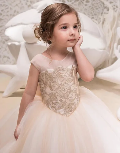Vista 4 de JOYAZ Vestidos de flores para niñas, vestido de tul de princesa para boda, concurso