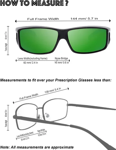 Vista 3 de The Fresh - Lentes de sol polarizados, de alta definición y envolventes para uso sobre anteojos - Estuche de piel para anteojos