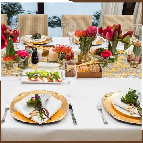Vista 7 de Mixweer 10 caminos de mesa dorados de 11 x 110 pulgadas con lentejuelas para decoraciones de malla fina, fiestas, bodas, cumpleaños, despedidas