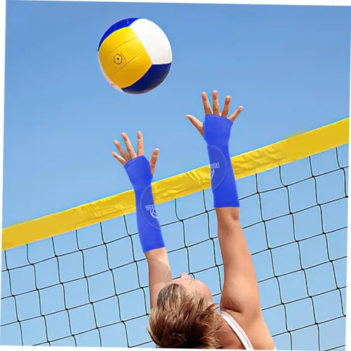 Vista 6 de Protectores de brazo de voleibol para mujer, 2 pares de protectores de brazo deportivos, coderas acolchadas, soporte de muñeca transpirable
