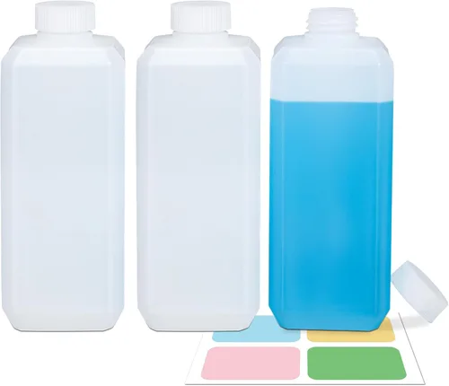 Vista 11 de DEMORA Botellas de viaje pequeñas de plástico cuadradas de 4 onzas, recipientes reutilizables a prueba de fugas con tapas y calcomanías