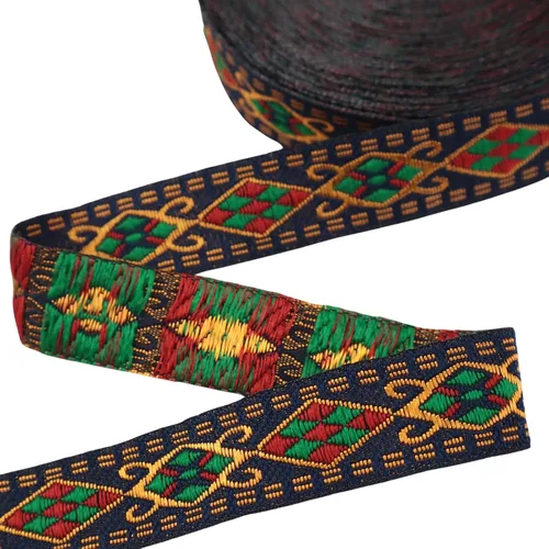 Vista 6 de Cinta jacquard boho de 10 yardas bordada dorada para coser, bolso hecho a mano, decoración de ropa