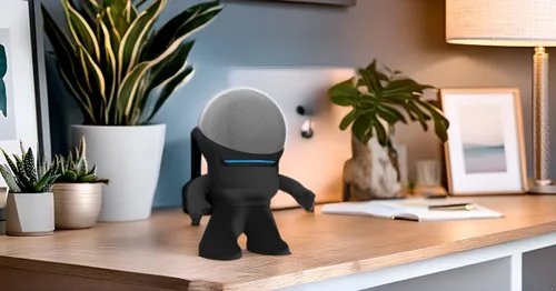 Vista 4 de Splin Soporte de mesa compatible con Amazon Alexa Smart Speaker Echo Dot (4ª y 5ª generación) y Apple HomePod Mini, Mr. Bill (negro)