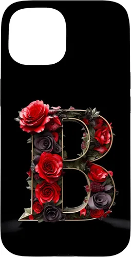 Vista 6 de B Monogram Letter Red Roses Floral Case for iPhone 17