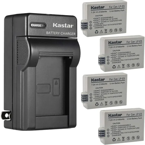 Vista 7 de Kastar - Cargador de batería de pared para Canon LP-E5 LPE5, Canon LC-E5, LC-E5C, LC-E5E, cargador Canon EOS 500D, EOS 1000D, EOS Kiss F, EOS Kiss