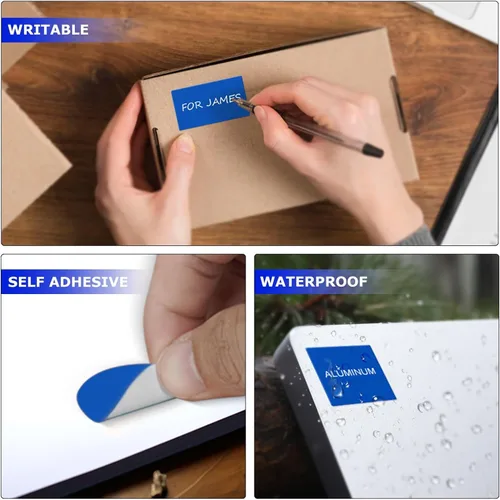 Vista 3 de Pegatinas de formas azules etiqueta de círculo rectangular