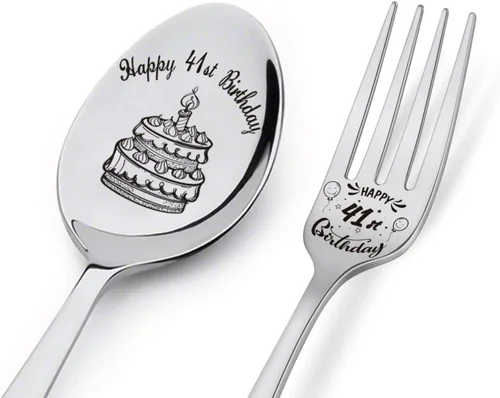Vista 12 de Cuchara y tenedor de feliz cumpleaños número 30, regalos de cumpleaños personalizados para hijo, hija, hermana, hermano, novio, novia, marido