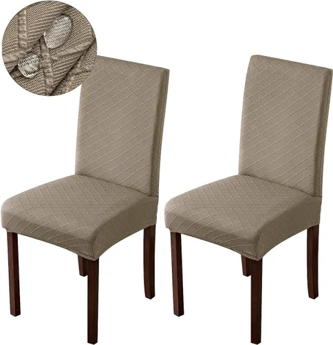 Vista 19 de Genina Fundas impermeables para sillas de comedor, fundas para sillas Parsons de cocina, fundas para sillas Parsons (beige, 2 piezas)