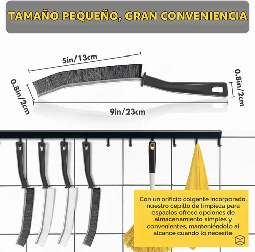 Vista 5 de Cepillo limpiador de lechada con mango duro, cerdas rígidas en ángulo para duchas, bañeras, cocinas, multisuperficie, herramienta de limpieza