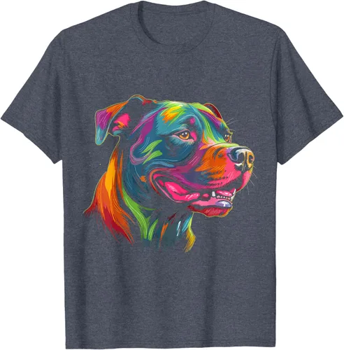 Vista 80 de Pit Bull Mom Dog Lover Colorido Artistic Pitbull Owner - Camiseta para mujer, Negro