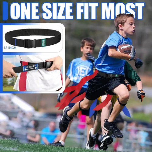 Vista 2 de Cinturones de Fútbol Americano con Banderas, 2/10/20 Juegos de Conjunto de Fútbol Americano con Banderas Ajustables para Entrenamiento de Niños
