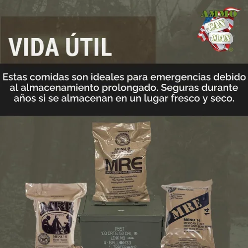 Vista 4 de Kit de alimentos de emergencia MRE - Paquete de 6 con calentador - Camping y senderismo