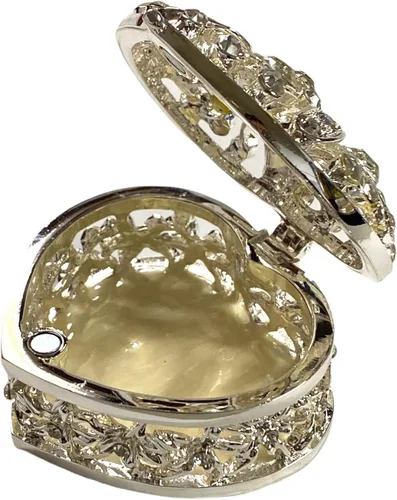 Vista 2 de Joyero de plata con forma de corazón y diamantes de imitación